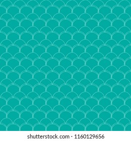 Mermaid tail seamless pattern. Fish skin texture. Tillable background for girl fabric, textile design, wrapping paper, swimwear or wallpaper. Green mermaid tail background with fish scale underwater.