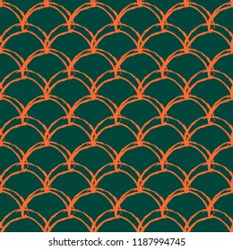 Mermaid tail seamless pattern. Fish skin texture. Tillable background for girl fabric, textile design, wrapping paper, swimwear or wallpaper. Blue mermaid tail background with fish scale underwater.