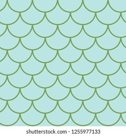 Mermaid tail seamless pattern. Fish skin texture. Tillable background for girl fabric, textile design, wrapping paper, swimwear or wallpaper. Green mermaid tail background with fish scale underwater.