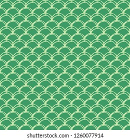 Mermaid tail seamless pattern. Fish skin texture. Tillable background for girl fabric, textile design, wrapping paper, swimwear or wallpaper. Green mermaid tail background with fish scale underwater.