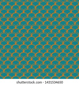 Mermaid tail seamless pattern. Fish skin texture. Tillable background for girl fabric, textile design, wrapping paper, swimwear or wallpaper. Green mermaid tail background with fish scale underwater.
