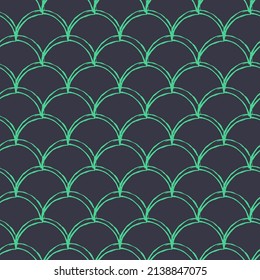 Mermaid tail seamless pattern. Fish skin texture. Tillable background for girl fabric, textile design, wrapping paper, swimwear or wallpaper. Blue mermaid tail background with fish scale underwater.