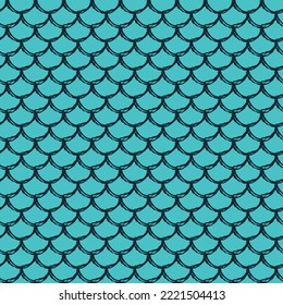 Mermaid tail seamless pattern. Fish skin texture. Tillable background for girl fabric, textile design, wrapping paper, swimwear or wallpaper. Green mermaid tail background with fish scale underwater.