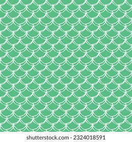 Mermaid tail seamless pattern. Fish skin texture. Tillable background for girl fabric, textile design, wrapping paper, swimwear or wallpaper. Green mermaid tail background with fish scale underwater.
