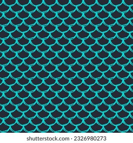 Mermaid tail seamless pattern. Fish skin texture. Tillable background for girl fabric, textile design, wrapping paper, swimwear or wallpaper. Blue mermaid tail background with fish scale underwater.