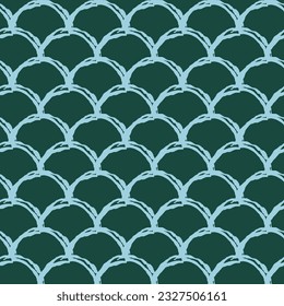 Mermaid tail seamless pattern. Fish skin texture. Tillable background for girl fabric, textile design, wrapping paper, swimwear or wallpaper. Blue mermaid tail background with fish scale underwater.