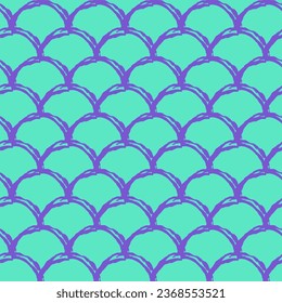Mermaid tail seamless pattern. Fish skin texture. Tillable background for girl fabric, textile design, wrapping paper, swimwear or wallpaper. Blue mermaid tail background with fish scale underwater.