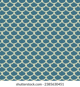 Mermaid tail seamless pattern. Fish skin texture. Tillable background for girl fabric, textile design, wrapping paper, swimwear or wallpaper. Blue mermaid tail background with fish scale underwater.