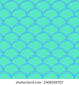 Patrón sin fisuras de la cola de la sirena. Textura de piel de pescado. Fondo escalable para tela de niñas, diseño textil, papel envolvente, bañador o papel tapiz. Fondo de cola de sirena azul con escala de pescado bajo el agua.