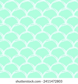 Mermaid tail seamless pattern. Fish skin texture. Tillable background for girl fabric, textile design, wrapping paper, swimwear or wallpaper. Blue mermaid tail background with fish scale underwater.