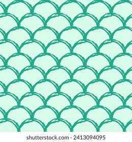 Mermaid tail seamless pattern. Fish skin texture. Tillable background for girl fabric, textile design, wrapping paper, swimwear or wallpaper. Blue mermaid tail background with fish scale underwater.