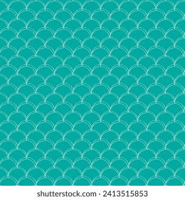 Mermaid tail seamless pattern. Fish skin texture. Tillable background for girl fabric, textile design, wrapping paper, swimwear or wallpaper. Green mermaid tail background with fish scale underwater.