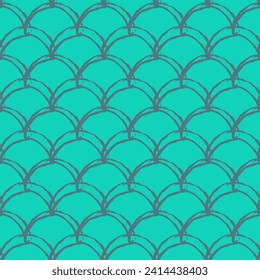 Mermaid tail seamless pattern. Fish skin texture. Tillable background for girl fabric, textile design, wrapping paper, swimwear or wallpaper. Blue mermaid tail background with fish scale underwater.