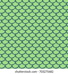 Mermaid tail seamless pattern. Fish skin texture. Tillable background for girl fabric, textile design, wrapping paper, swimwear or wallpaper. Green mermaid tail background with fish scale underwater.