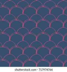 Mermaid tail seamless pattern. Fish skin texture. Tillable background for girl fabric, textile design, wrapping paper, swimwear or wallpaper. Purple mermaid tail background with fish scale underwater.