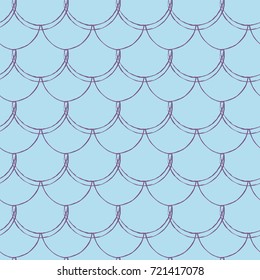 Mermaid tail seamless pattern. Fish skin texture. Tillable background for girl fabric, textile design, wrapping paper, swimwear or wallpaper. Purple mermaid tail background with fish scale underwater.