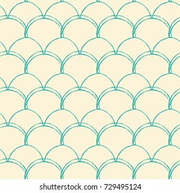 Mermaid tail seamless pattern. Fish skin texture. Tillable background for girl fabric, textile design, wrapping paper, swimwear or wallpaper. Blue mermaid tail background with fish scale underwater.