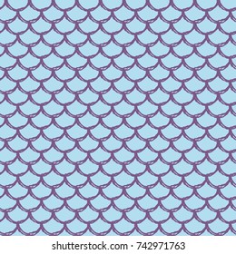 Mermaid tail seamless pattern. Fish skin texture. Tillable background for girl fabric, textile design, wrapping paper, swimwear or wallpaper. Purple mermaid tail background with fish scale underwater.