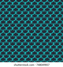Mermaid tail seamless pattern. Fish skin texture. Tillable background for girl fabric, textile design, wrapping paper, swimwear or wallpaper. Blue mermaid tail background with fish scale underwater.