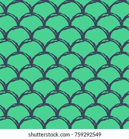 Mermaid tail seamless pattern. Fish skin texture. Tillable background for girl fabric, textile design, wrapping paper, swimwear or wallpaper. Blue mermaid tail background with fish scale underwater.