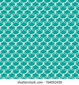 Mermaid tail seamless pattern. Fish skin texture. Tillable background for girl fabric, textile design, wrapping paper, swimwear or wallpaper. Green mermaid tail background with fish scale underwater.