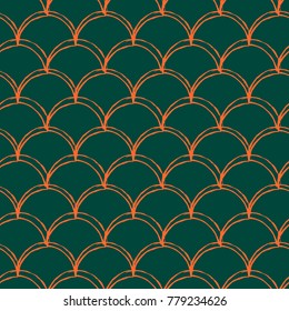 Mermaid tail seamless pattern. Fish skin texture. Tillable background for girl fabric, textile design, wrapping paper, swimwear or wallpaper. Blue mermaid tail background with fish scale underwater.