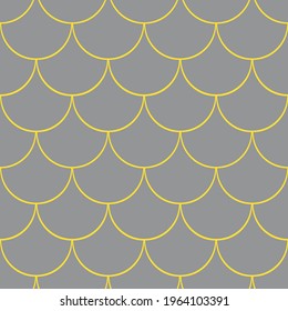 Mermaid tail seamless vector pattern. Gray fish scales on a yellow background. Fish skin texture. Mermaid tail seamless pattern. Mermaid scale ornament.