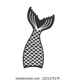 Mermaid tail silhouette. Props for girls party, greeting card or t-shirt print isolated on white background. Vector graphic illustration.