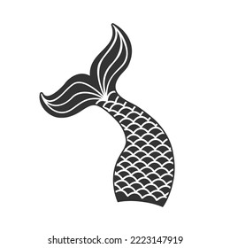 Mermaid tail with squama silhouette. Props for girls party, greeting card or t-shirt print isolated on white background. Vector graphic illustration.