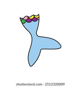 Mermaid tail vector illustration on white background. Sea and ocean life concept.