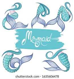 Mermaid Tails Vector Graphic Illustration.