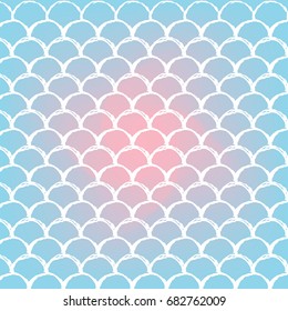 Mermaid tale on trendy gradient background. Square backdrop with mermaid tale ornament. Bright color transitions. Fish scale banner and invitation. Underwater and sea pattern. Blue, rose, pink colors.