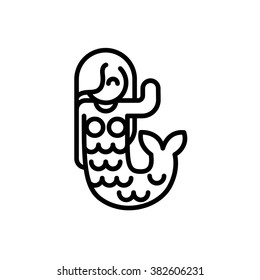 Mermaid Tattoo Minimal Vector Icon