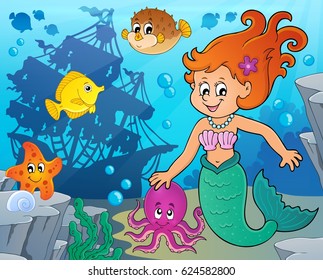 Mermaid topic image 4 - eps10 vector illustration.