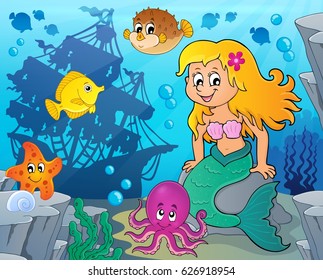 Mermaid topic image 7 - eps10 vector illustration.