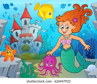 Mermaid topic image 9 - eps10 vector illustration.