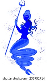 Mermaid Trident underwater. EPS10 vector illustration.
