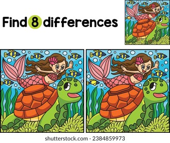 Mermaid And Turtle Find The Differences