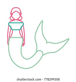 mermaid with two buns  hairstyle vector illustration