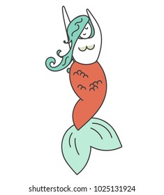 The mermaid under the water. Vector illustration.