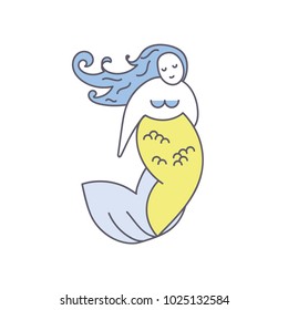 The mermaid under the water. Vector illustration.