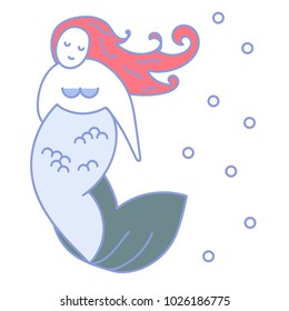 The mermaid under the water. Vector illustration.