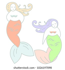 The mermaid under the water. Vector illustration.