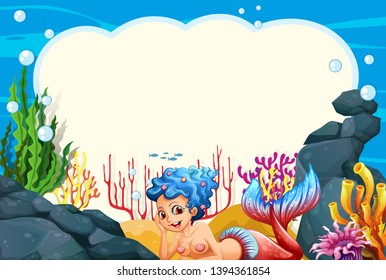 Mermaid underwater banner scene illustration