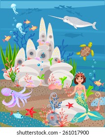 Mermaid and underwater castle