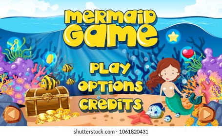 A Mermaid Underwater World Game Themplate  illustration