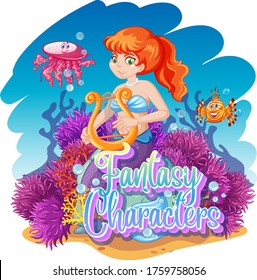 Mermaid in the underwater world illustration