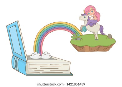 Mermaid and unicorn of fairytale design vector illustration