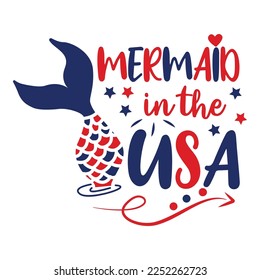Mermaid In The USA Mermaid Vector