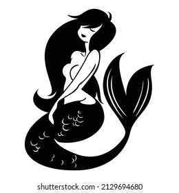 Mermaid vector cartoon icon illustration